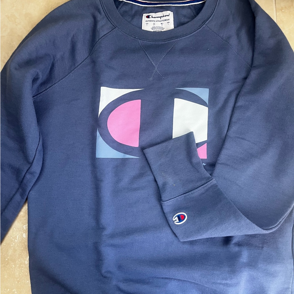 Blue and pink accents champion sweater for girls
